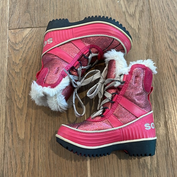Sorel Pink Glitter Winter Boots - 8 - Picture 3 of 7
